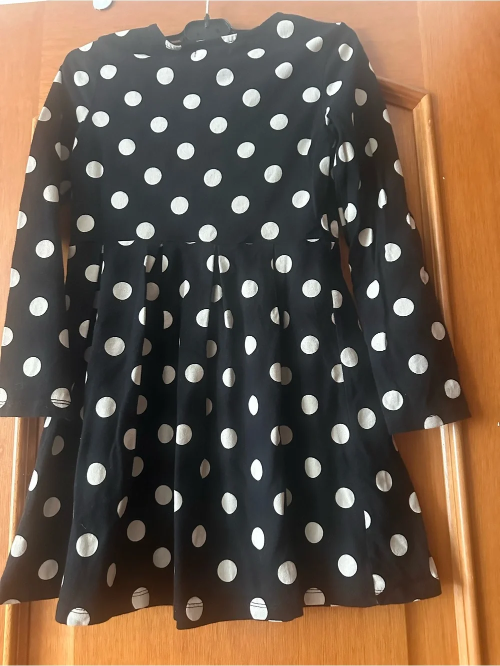 GapKids Girls Black Polka Dot Long Sleeve Fit-and-Flare Dress size M(8)